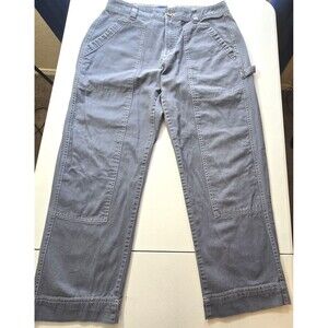Old Navy Womens SZ 12 High Rise Straight Utility Carpenter Gray Jeans Loop Hook